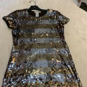 Alice and Olivia Striped Sequin Top M